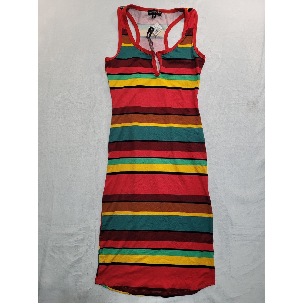 NWT Absolutely It!! Bodycon Dress Women Medium Multicolor Striped  Racerback